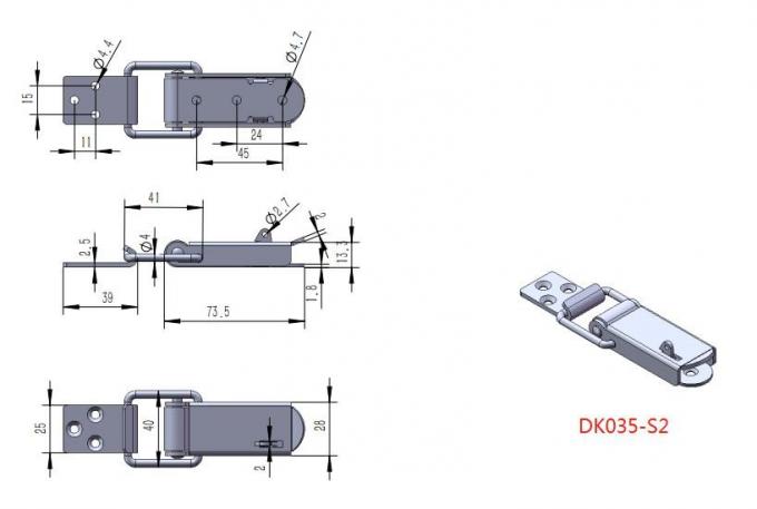 DK035-S2 ανοξείδωτο 201 πέρα από τους κεντρικούς σύρτες με την κλειδαρότρυπα
